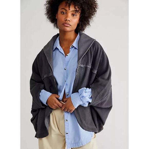 Free People Cozy Up Cardi Ponch Gray Size Small - Picture 1 of 9